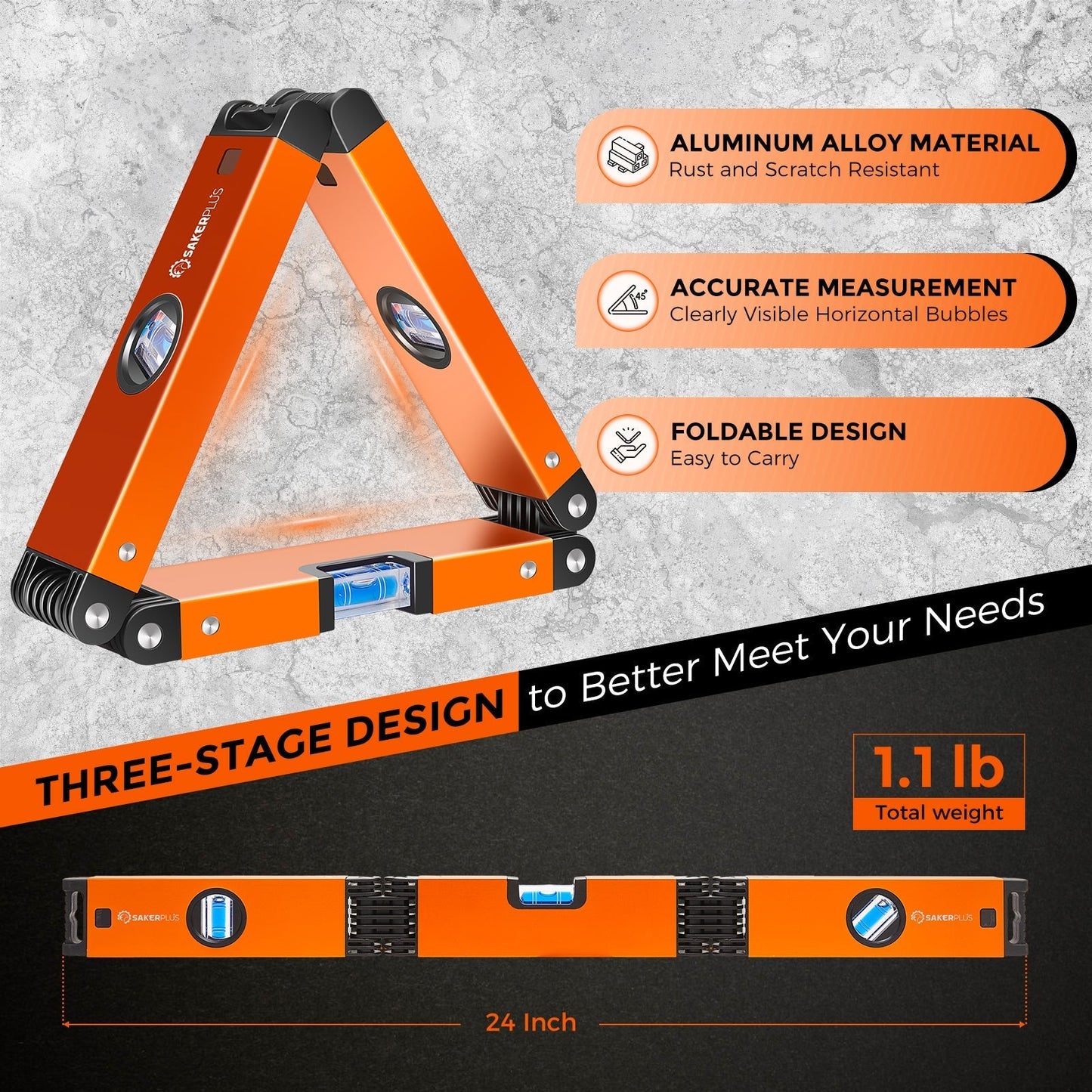 Multi-function 3 Sections Foldable Level