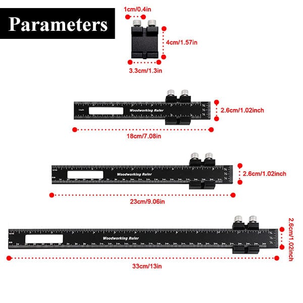 Woodworking Multi-Function Marking Ruler Set