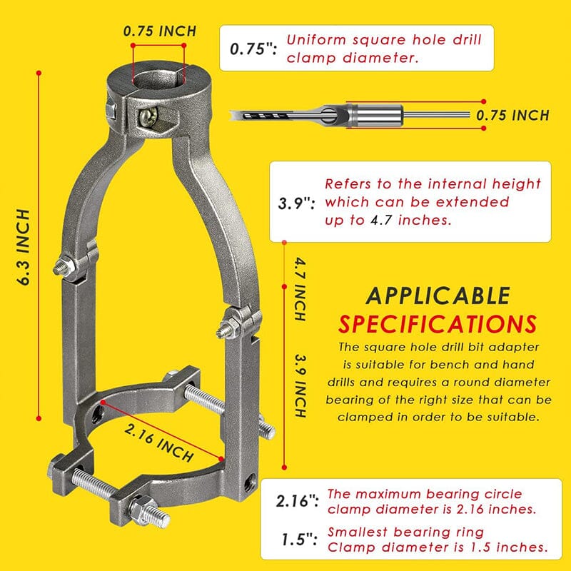 Square Hole Drill Bit Adapter