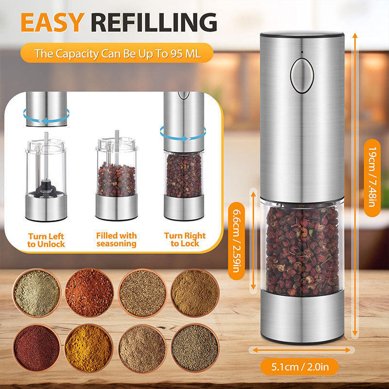 Rechargeable Electric Salt and Pepper Grinder Set